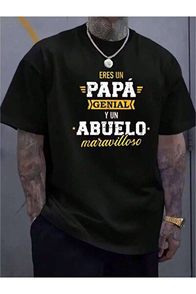9JY Men's Printed "Dad & Grandpa" Dual Identity Text Top, Daily Comfortable B...