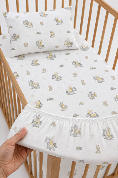 Bebelz 100% Cotton Baby Patterned Baby Elastic Sheet Set - 2 Pillowcases 60X1...