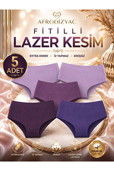 Afrodizyac 5-Pack Laser Cut High Waist Ribbed Extra Flexible Seamless Non-Mar...