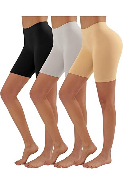 YADIFEN Set 3 pantaloni scurti fara cusaturi pentru femei, elastici, cu talie...