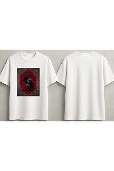 ELFERA Oversized Double Panther Design Printed Unisex T-Shirt