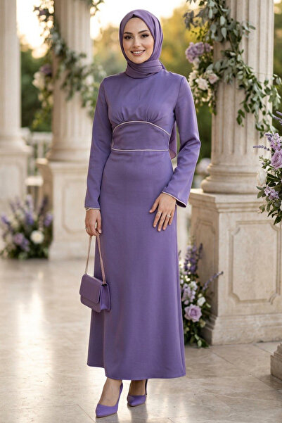 N.S NEVA STYLE Satin Lilac Hijab Evening Dress 61592Lila