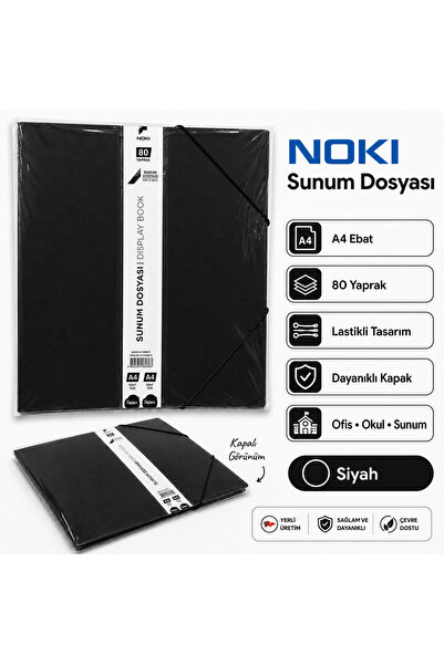 Noki A4 Lastikli Sunum Dosyası 80 Yaprak Display Book – Renk Seçenekli
