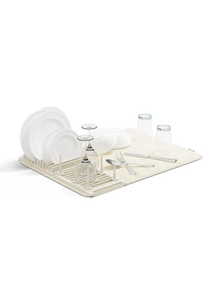 UmbraWear Umbra Udry Dish Rack with Movable Pegs and Microfiber Drying Mat – ...