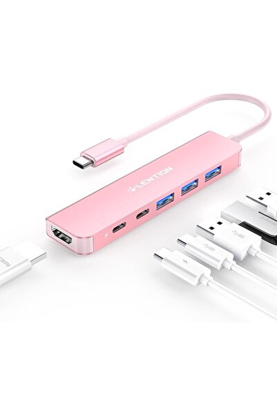 LENTION USB C Hub, 6 in 1 USB C to USB Adapter, USB C Multiport Dongle with 4...