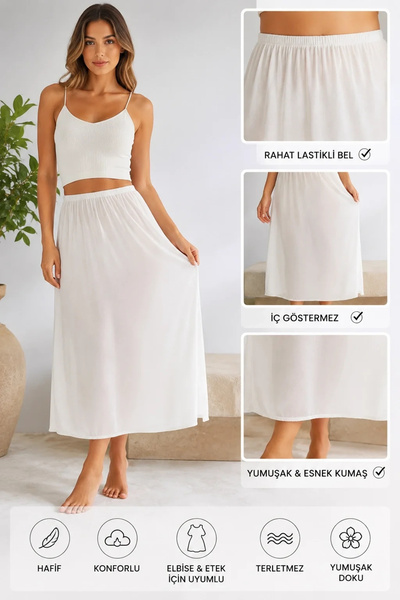 bysoca Women's White Cotton Combed Cotton Underwear Skirt Inner Lining Pettic...