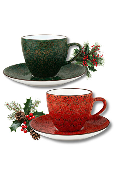 WILMAX ENGLAND Set 2 Cesti Cafea Espresso Lux Colorboom, Portelan Rosu Verde,...