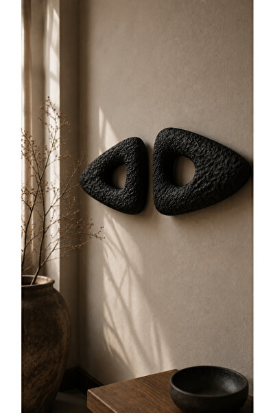 Muyika Design Set de 2 decorațiuni de perete Wabi Sabi, aspect de piatră de b...