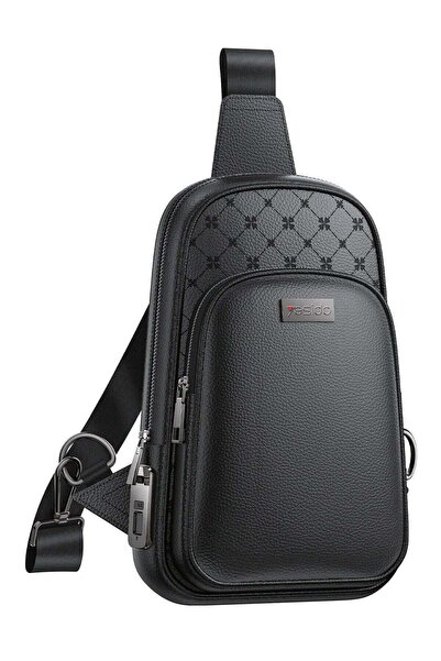 Yesido Fingerprint Reader Metal Lock Safety Precaution Leather Shoulder Bag Wb58
