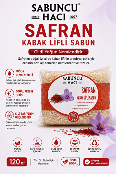 Sabuncu Hacı Natural Pumpkin Fiber Saffron Extract Soap Handmade Exfoliating ...