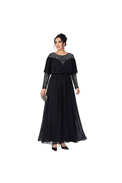Balerina Black evening and occasion dress with embroidered tulle, crystal, an...