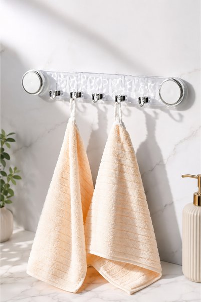 Gülümseten Avm Strong Vacuum Wall Hanger Transparent No-Punching Mounting Bathroom Washcloth Towel Kitchen Hanger