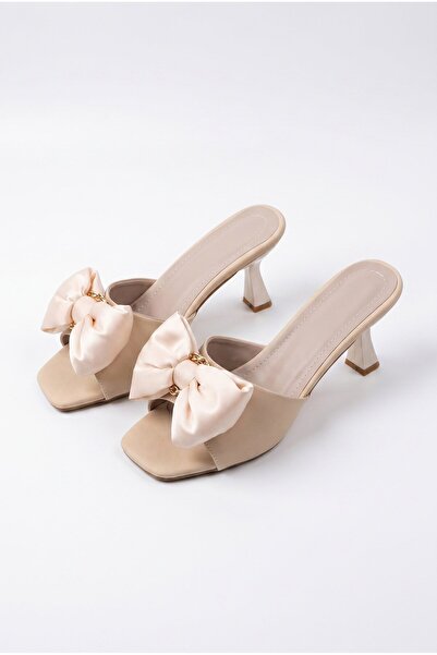 Efnaz style Women's Bow Detailed Slippers Beige