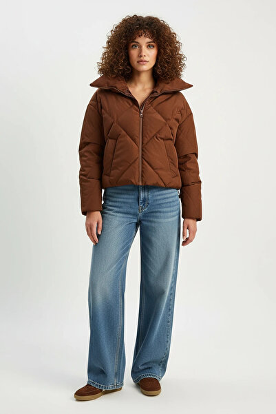 Efnaz style Women's Oversize Inflatable Bitter Brown Coat