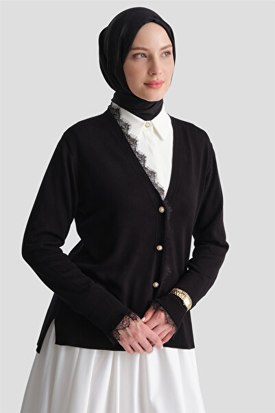 Armine Lace Knitwear Cardigan Black