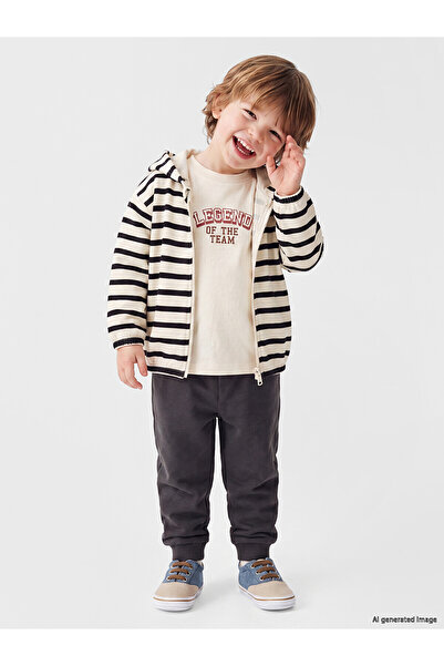 LC Waikiki Two Mt Shop Quality Lcw Baby Anthracite Striped Baby Boy 3-Piece Set