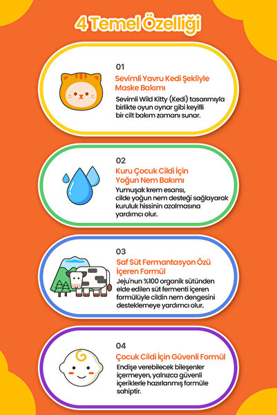 Atopalm Çocuklara Özel Yoğun Nem Sunan Günlük Yaprak Maske Wild Kitty Mask Pack Kids
