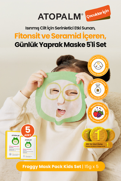 Atopalm Çocuklara Özel Cilde Serinletici Etki Sunan Yaprak Maske 5li Set Frog...