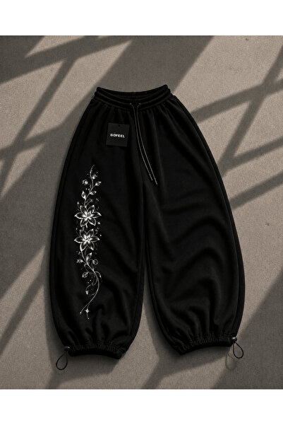 Gofeel Ophella Long Flower Detailed Baggy Unisex Sweatpants