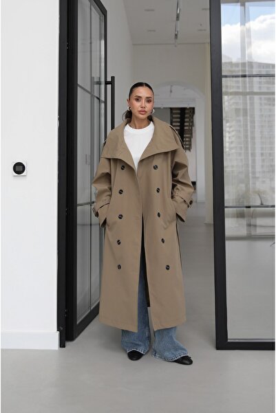 Havoş Khaki Attika Belted Long Trench Coat