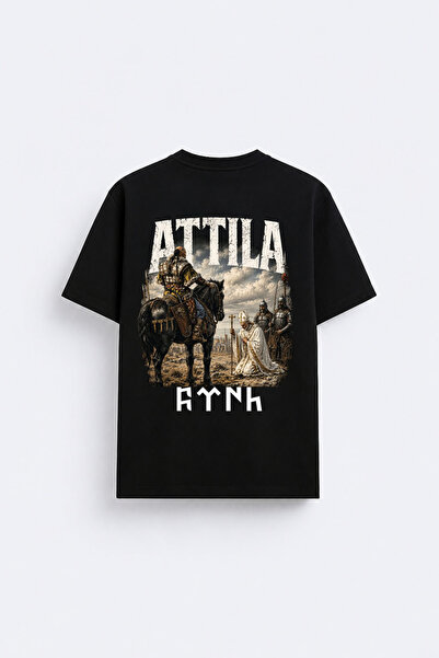 cesita Old Hun King Attila Göktürkçe Turkish Printed Crew Neck Black T-Shirt ...