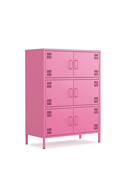 Furni24 Pera Metal Çok Gözlü Dolap, 6 Kapaklı 80,50 x 40 x 109,50 cm - Ral 40...