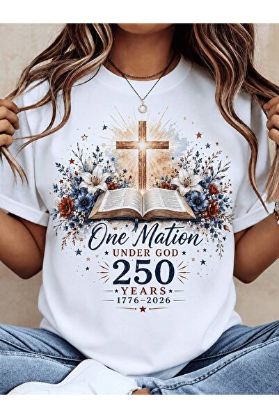 21JNRY Plus Size, Women's One Nation Under God 250 Years T-Shirt - Patriotic ...