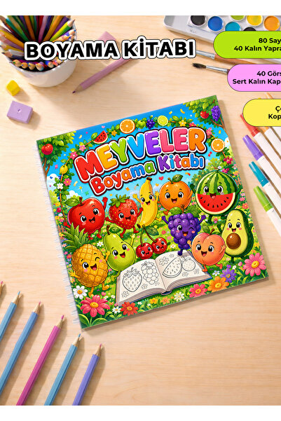 metafortoys Meyveler Boyama Kitabı – 21x20 cm I 40 Görsel I Çocuklar ve Yetiş...