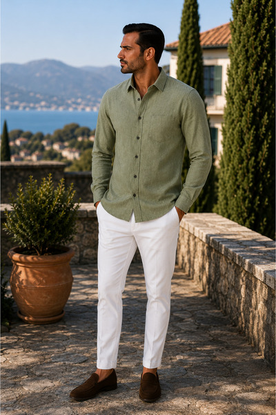 Elit Park Erkek %100 Pamuk Classic Fit Uzun Kollu Cepli Gömlek