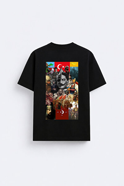 cesita Turkish Rulers Printed Crew Neck Black T-Shirt T-Shirt