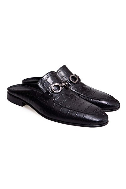 FRANCO CALVANI Black Color Laceless Genuine Leather Men's Half Shoes