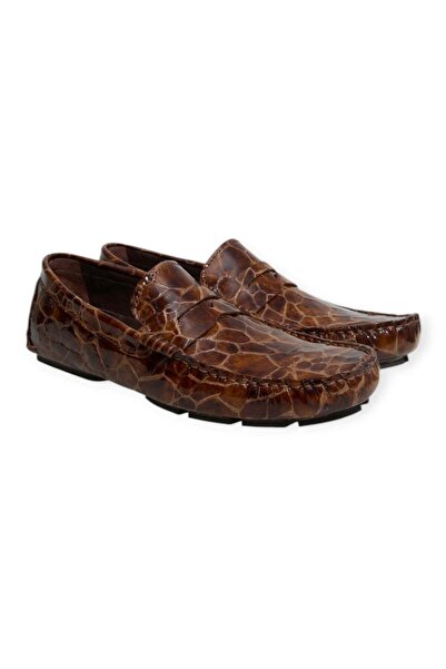 FRANCO CALVANI Brown Laceless Genuine Leather Men's Shoes