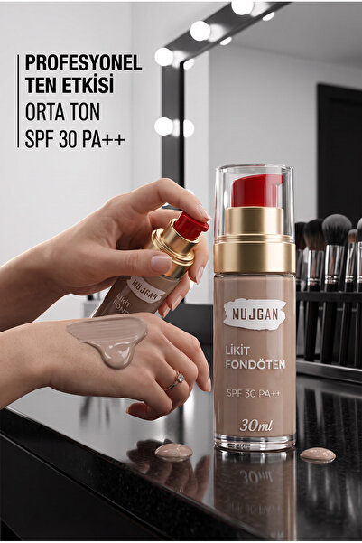 MUJGAN Profesyonel Yüksek Kapatıcılı Likit Fondöten Orta Ton 30 ml