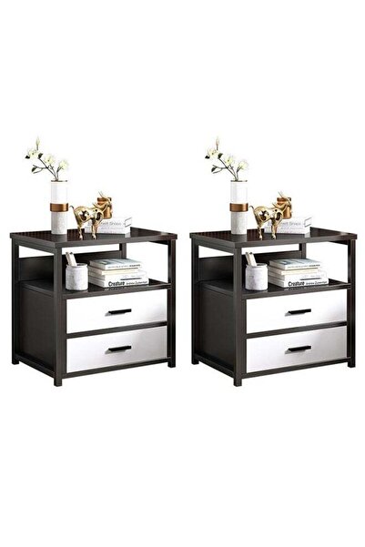 JCB CHIC Multi-Functional Nightstand With 2 Drawer,Molden Bedside Table,Woode...