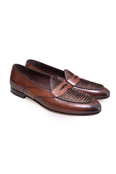 FRANCO CALVANI Brown Laceless Genuine Leather Men's Shoes