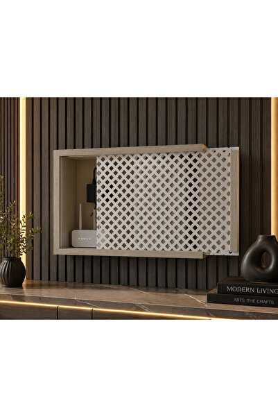 EyluX Shop Modern Decorative Wall-Mountable Mdf Fuse and Modem-Wifi Storage Box 30X40 cm Depth 10cm