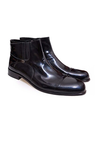 FRANCO CALVANI Black Color Laceless Genuine Leather Patent Leather Sole Men's...
