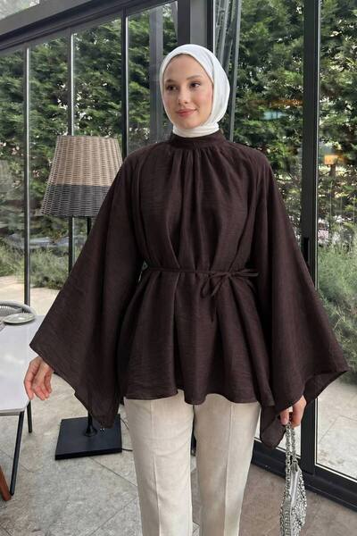Lior Design Tül Astarlı Bel Bağlamalı Gömlek