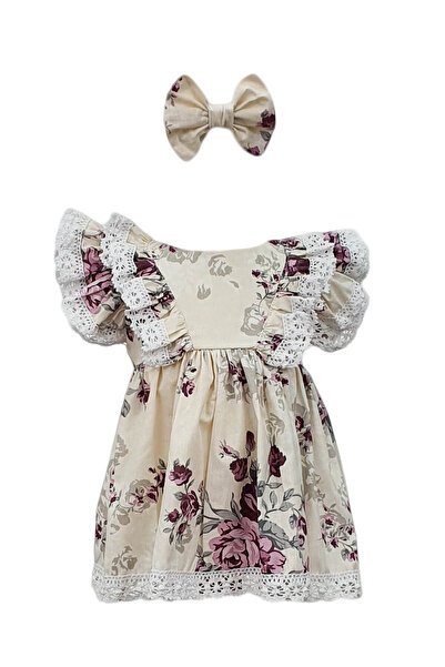 fantasialand Rochie botez cu maneca scurta, model Corina, culoare mov-alb