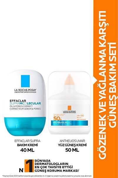 La Roche Posay GÖZENEK VE YAĞLANMA KARŞITI GÜNEŞ BAKIM SETİ: Supra 40ML Krem&...