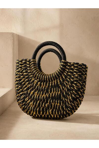 Luminos Butik Black Straw Bag Cnt1195K