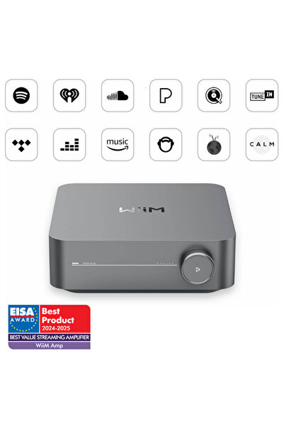 Wiim Amplificator stereo cu streamer AMP, HDMI ARC și control vocal, Gri închis