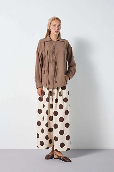 minaaise Women's Brown 100% Linen Special Design Premium Shirt 31191
