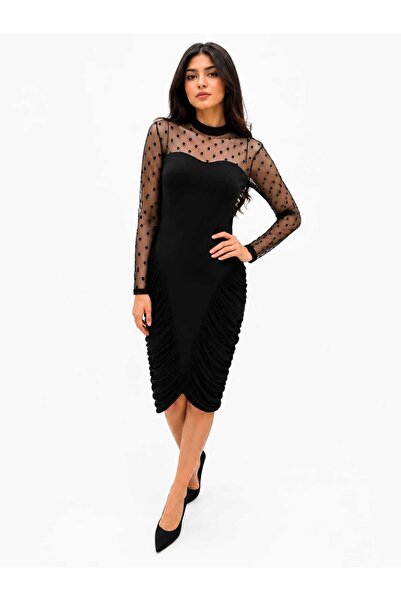 gmax Women's Dress with Ruby Dots and Ruffles