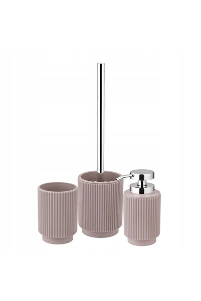 NO BRAND Set de baie 3 piese accesorii: dozator, pahar, perie de toaletă