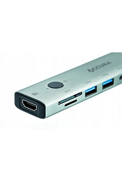 NO BRAND Accura USB-C 7 în 1 1x USB-C PD 100W 2x USB 3.0 HDMI 4K@30Hz USB-C 2...
