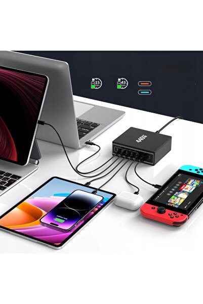 NO BRAND Încărcător cu 8 porturi, alimentator rapid 440W USB-C pentru laptop ...