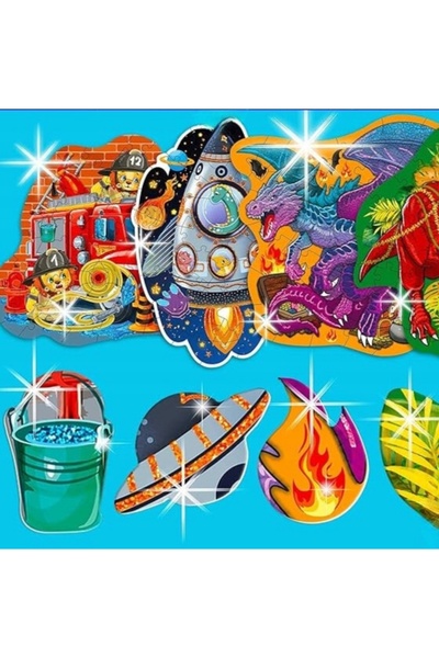 NO BRAND Set de 4 puzzle-uri QUOKKA 48 piese fum, rachetă, mașină de pompieri...