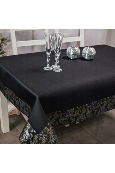 NO BRAND Față de masă plamoodporny MAGNAT 280x140cm negru/argintiu/auriu jacard