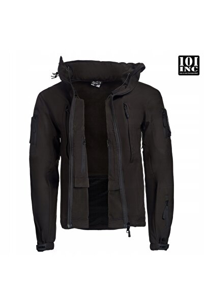 NO BRAND 101INC Jachetă tactică softshell cu membrană și glugă, Negru XL